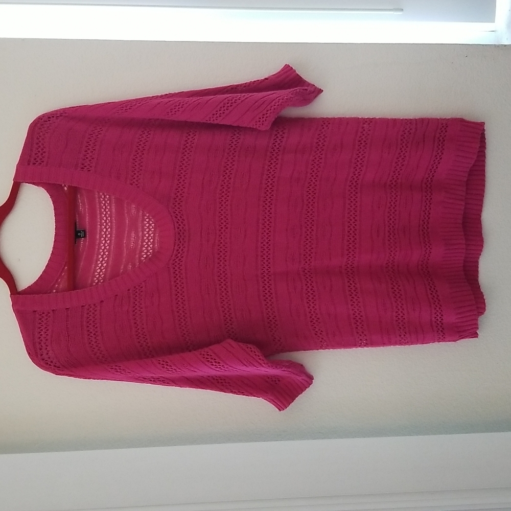 Euc torrid pink crochet knit sweater top. Size 0x large